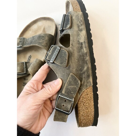 Birkenstock Milano Oil Leather Sandals Tan Men\'s Size 13-13.5 US 46 New Comfort